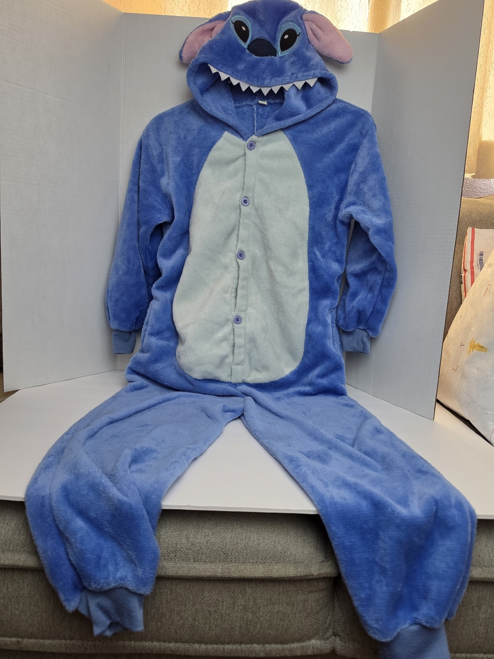 Blue Kids Stitch Onesie Costume - Plush Hooded Pajama